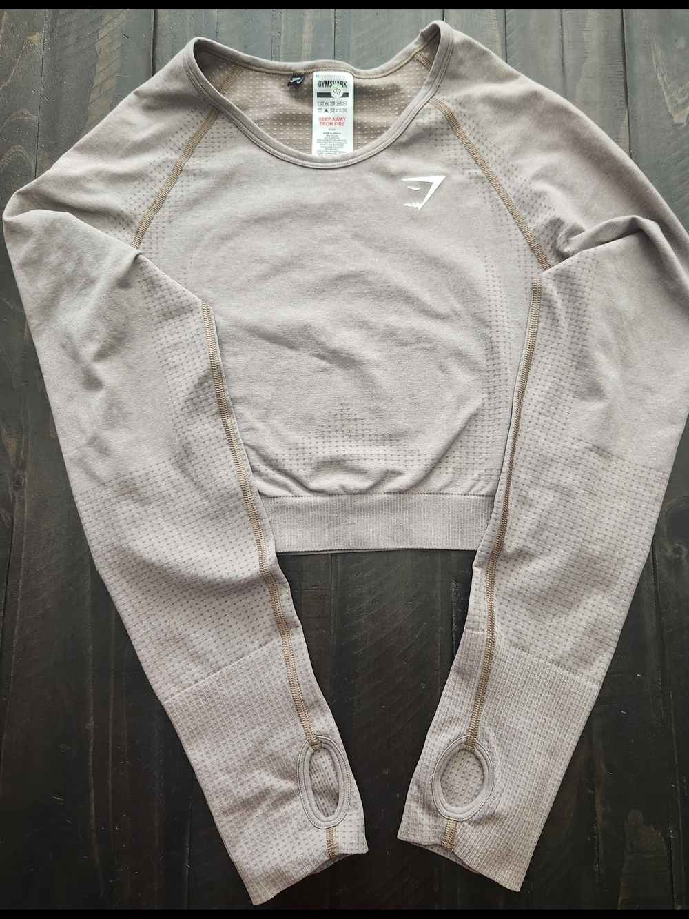 Gymshark Taupe Seamless Cropped Long Sleeve Top